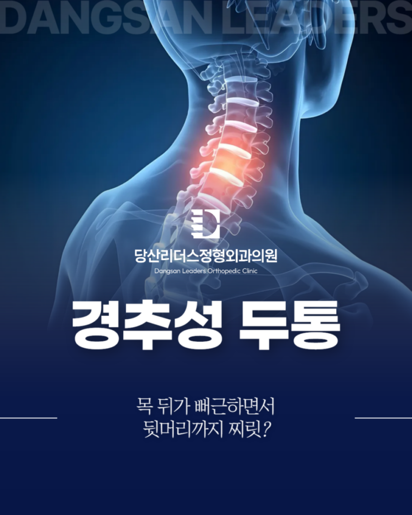 당산역 경추성두통 목 뒤 뻐근함 뒷머리 찌릿 통증 당산리더스정형외과